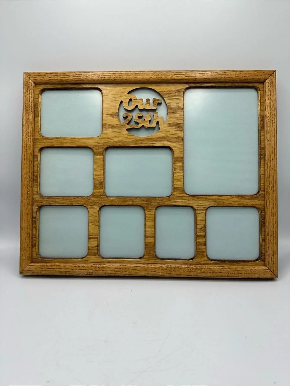 Vtg Solid Oak Wood Collage Photo FRAME Gallery Wall cottagecore 25th Anniversary